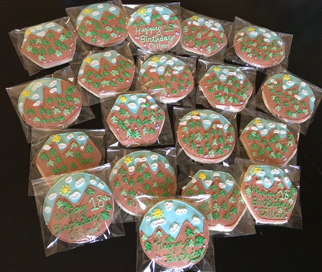 Cookies designed with a mountain background theme.